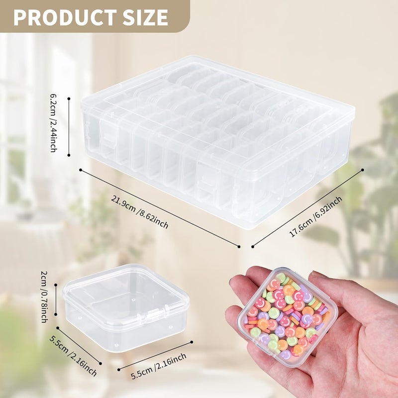 FARQAN Bead Organizer Box, 30Pcs Small Clear Plastic Bead Storage Containers, 1 Craft Storage Box with Hinged Lid, 120 Labels, Mini Box for Jewelry Making DIY Bracelets Beading Nails Screws Seeds Small Parts - Image 2